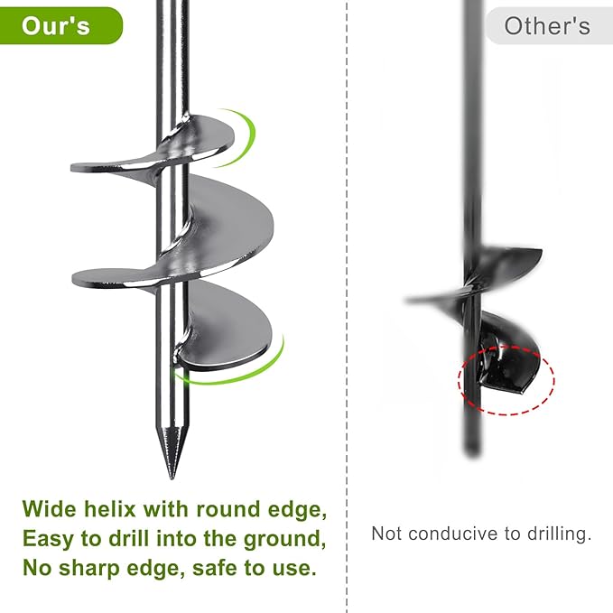 24'' Fully Welded Ground Anchors Screw in, 3'' Wider Spiral Earth Anchor for Swing Set, 4pcs Mobile Home Anchors, Wind Resistant Trampoline Wind Anchors, Ground Anchors for Sheds