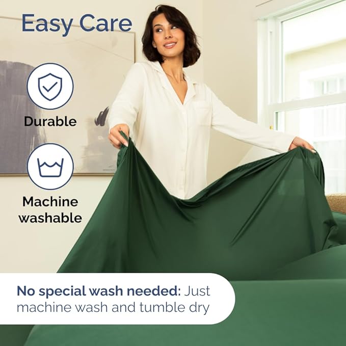 Full XL Bed Sheet - 4 Piece Full XL Bed Sheets Set - Soft, Breathable & Cooling - Hotel Luxury Bedding for Women, Men, Kids, Teens, Boys & Girls - Deep Pockets, Fade and Wrinkle Free - Emerald Green