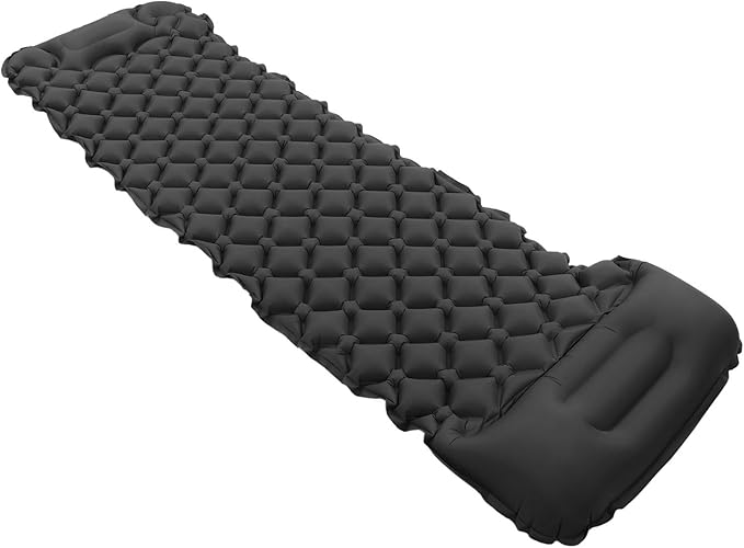 Sleeping Pad for Camping, Camping Sleeping Pad, Ultralight Inflatable Sleeping Mat with Built in Foot Pump & Pillow, Upgraded Compact Camping Air Mattress for Camping, Backpacking (Dark Gray)