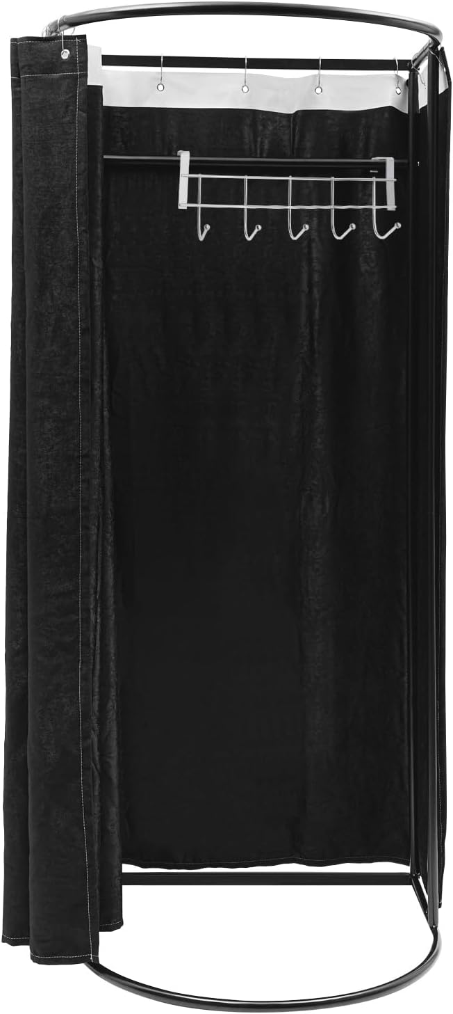 Clothing Store Fitting Room, Dressing Room, Removable Portable Changing Room Tent, Fitting Room for Boutique, Privacy Dressing Room for Indoor Outdoor House Office Shopping Mall (D-Shaped-Black)