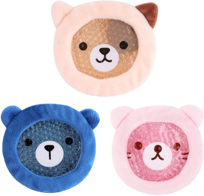 FOMI Premium Kids Hot Cold Ice Packs | 3 Pack | Soft Colorful Sleeves | Fun Animal Designed Children Gel Bead Wrap | Pain Relief for Kids Boo Boos, Fever, Wisdom Teeth, Tired Eyes, Headaches