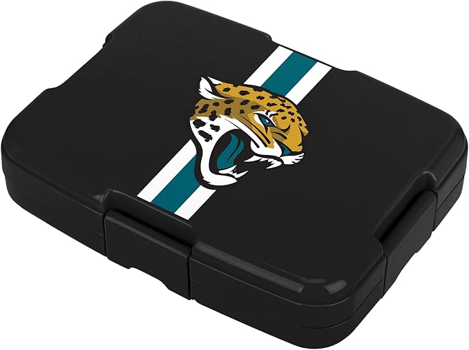 FOCO NFL Unisex-Adult Officially Licensed Team Color Stripe Primary Logo Football Leak Proof 5 Compartment Bento Lunch Box - Jacksonville Jaguars