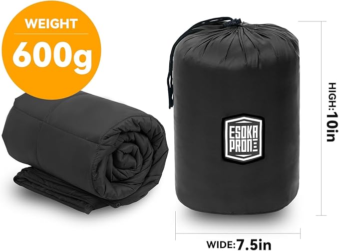 Outdoor Camping Blanket,Lightweight Waterproof Puffy Camping Blanket,Portable Camping Quilt for Travel, Picnic, Hiking,Camping (Black)