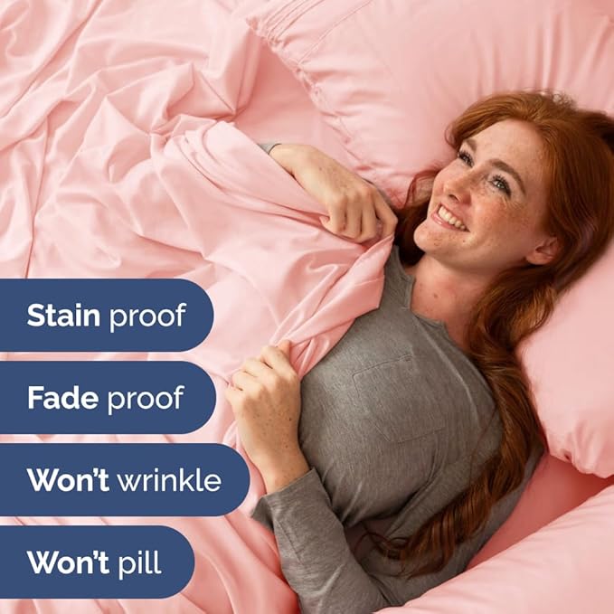 Full XL Bed Sheet - 4 Piece Full XL Bed Sheets Set - Soft, Breathable & Cooling - Hotel Luxury Bedding for Women, Men, Kids, Teens, Boys & Girls - Deep Pockets, Comfy, Fade & Wrinkle Free - Baby Pink