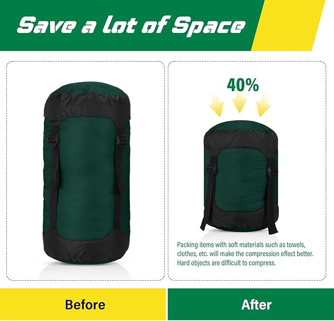 5 Pcs Compression Sacks for Backpacking 20L Camping Sleeping Bag Stuff Sacks for Backpacking Water Resistant Sleeping Bag Storage Sack for Space Saving Hiking Gear