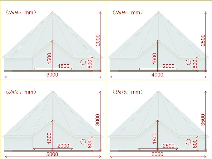 GeRRiT 4-Season Waterproof Cotton Canvas Bell Tent,Outdoor Cotton Tent, Wall Yurt Tent with Stove Hole, for Outdoor Camping Hunting Hiking Festival Party