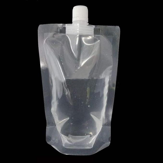 Just E Joy 100x Drink Pouches Disposable Plastic Drinking Flasks Packaging Bag w/Rotating Nozzle Hand-held Clear Smoothie Bags for Juice Milk Brewing Beer Storaging Liquid