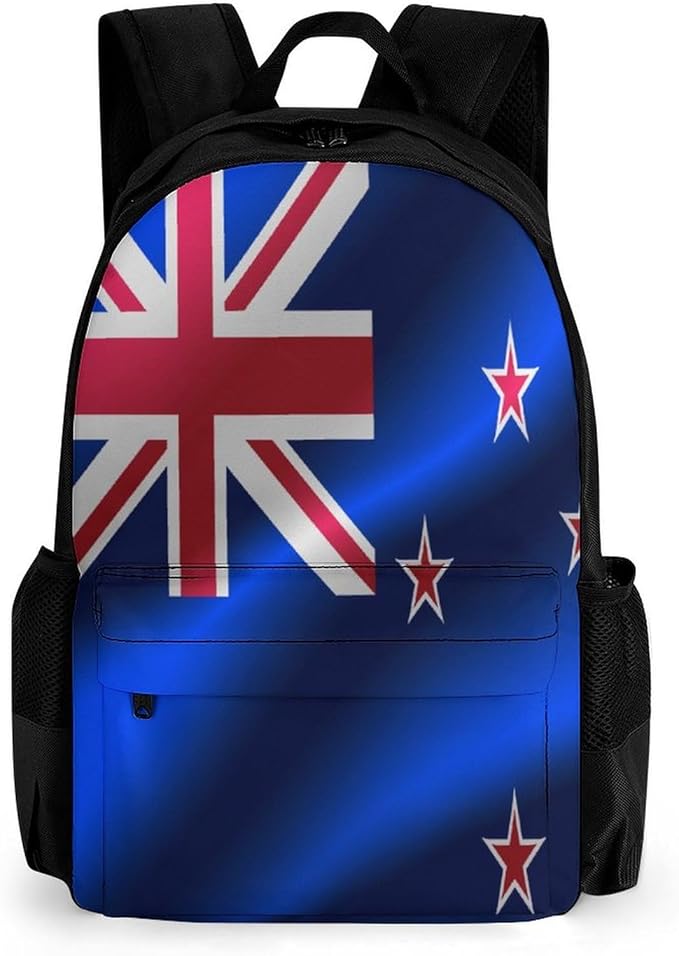 Polyester Daypack for Hiking Work Running, Big Capacity Anti-Theft Multipurpose Shoulder Bag, Flag Of New Zealand Travel and Sport Backpack Rucksack