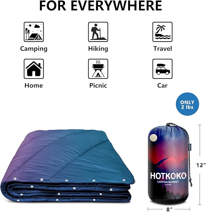 Camping Blanket,Lightweight Down Alternative Puffy Blanket Packable Outdoor Blanket for Camping,Traveling, Stadium, Hiking, Picnics