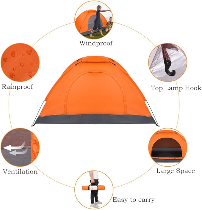 1-Person Camping Tent, Waterproof Windproof Tent with Easy Set up-Portable Dome Tents for Camping