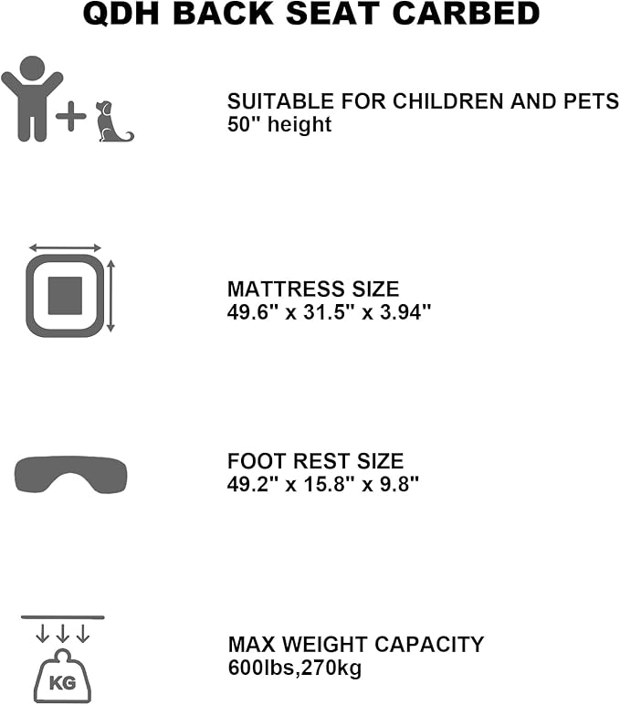 Car Air Mattress Portable Car Bed Back Seat Camping Bed Inflatable Dog Bed for Car Universal SUV Camping Mattress with Car Air Pump 2 Pillows (Black)
