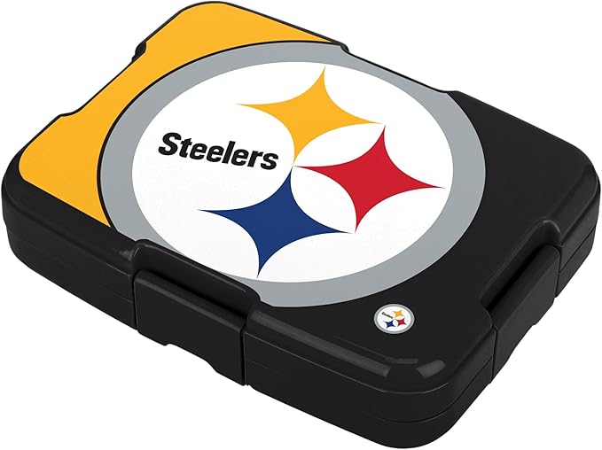 FOCO NFL Unisex-Adult Officially Licensed 2-Tone Big Logo Team Color Football Leak Proof 5 Compartment Bento Lunch Box - Pittsburgh Steelers