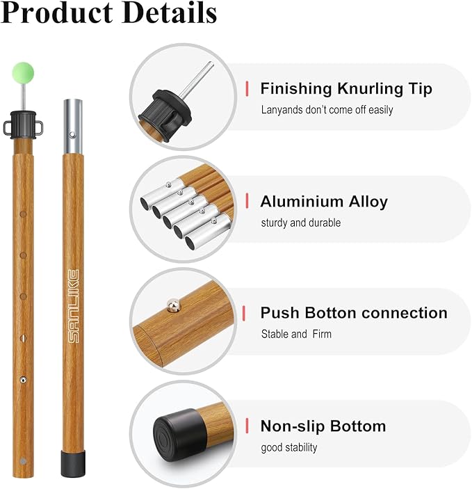 SAN LIKE Tarp Pole Camping Tent Poles Aluminum Telescopic Poles for Canopy Awning Shelter Backpacking Hiking 4/6 Section Easy Assembly Lightweight Adjustable from 50/29 in to 113.39/82.68 in (2 Set)