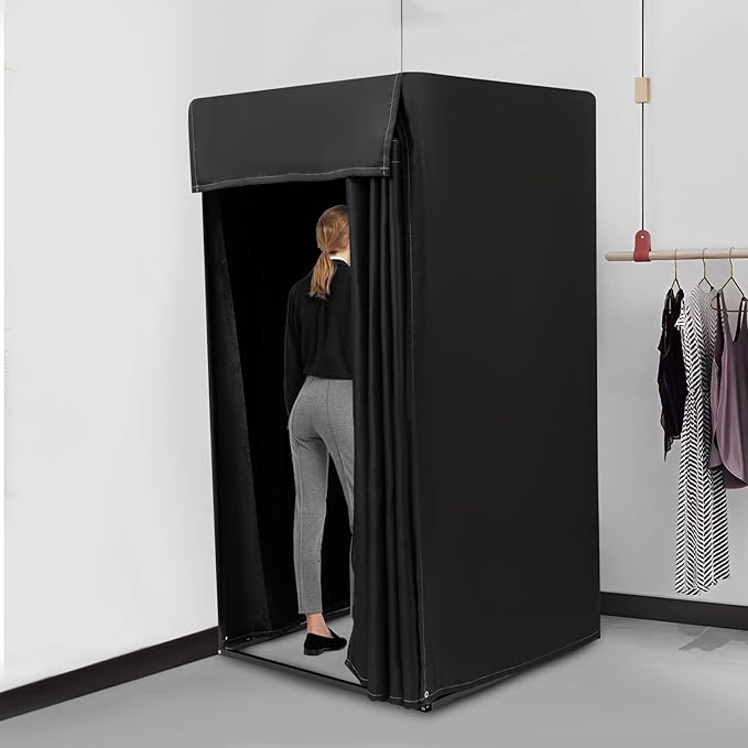 Clothing Store Fitting Room, Dressing Room, Removable Portable Changing Room Tent, Fitting Room for Boutique, Privacy Dressing Room for Indoor Outdoor House Office Shopping Mall (Rectangular-Black-A)