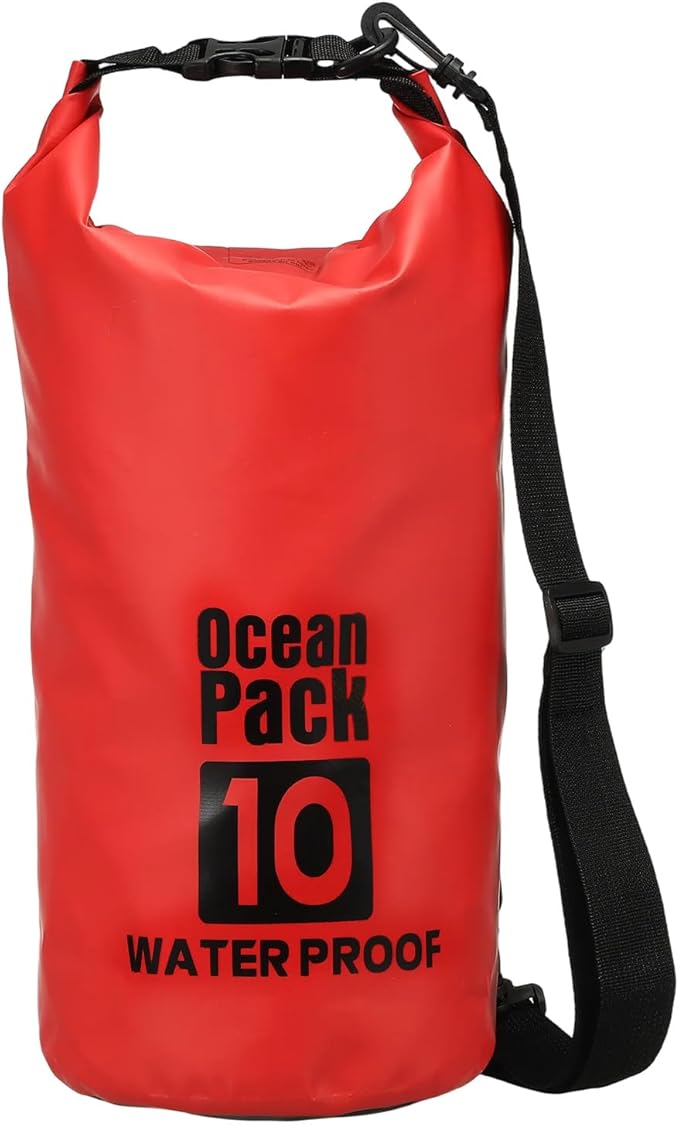 Waterproof Dry Bag, 10L Fit for Women Men Water Proof Bags Lightweight Dry Storage Floating Backpack with Whistle for Travel Backpacking Boating Kayaking Camping (Red)
