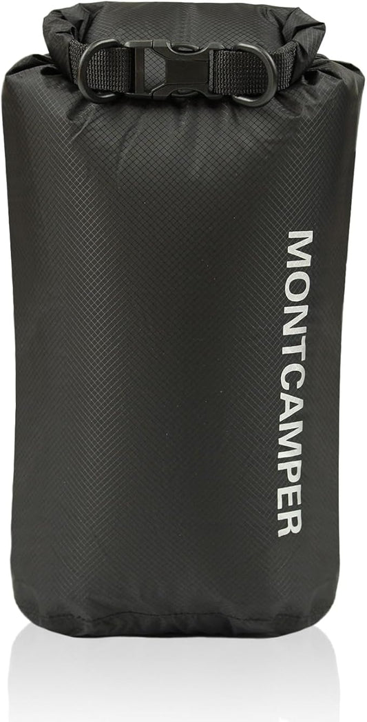 Waterproof Dry Bag 5L – 30D Nylon Roll Top Dry Sack with DWR & PU Coating, Lightweight Water-Resistant Storage for Kayaking, Camping, Hiking, Fishing & Beach (Black)