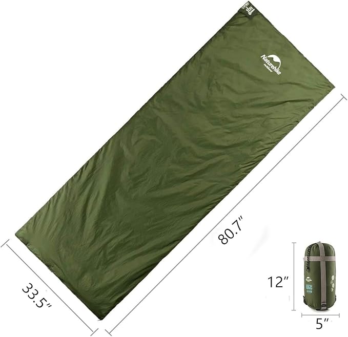 Naturehike Lightweight Compact Sleeping Bag, 59℉/32℉ Envelope Ultralight Backpacking Sleeping Bag Portable, Waterproof with Compression Sack for Cold&Warm, Camping, Traveling, Hiking