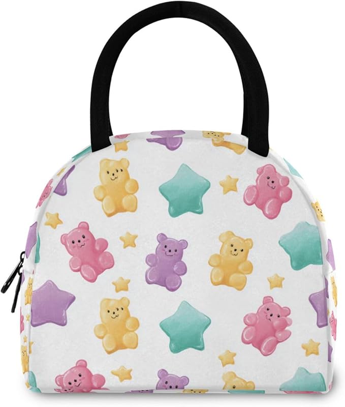 Kcldeci Kids Lunch Bag Insulated Lunch Box for Boys Girls Gummy Bear Star1 Reusable Toddler Leak-proof Lunchbox for School and Daycare