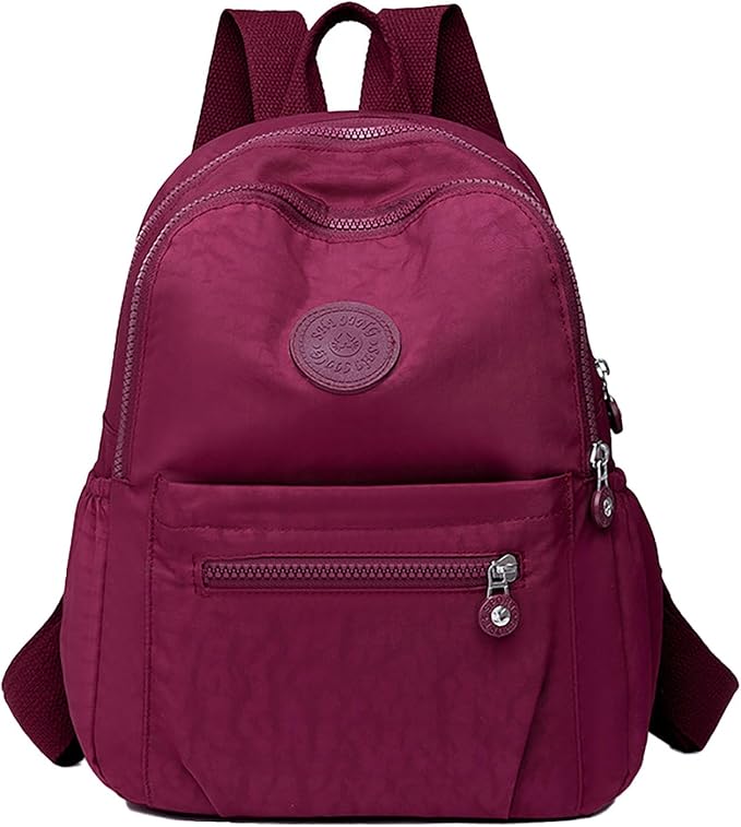 Simple Casual Solid Color Lightweight College Work Backpack Anti Theft Travel Backpack Daypack for Women (Rose Red)