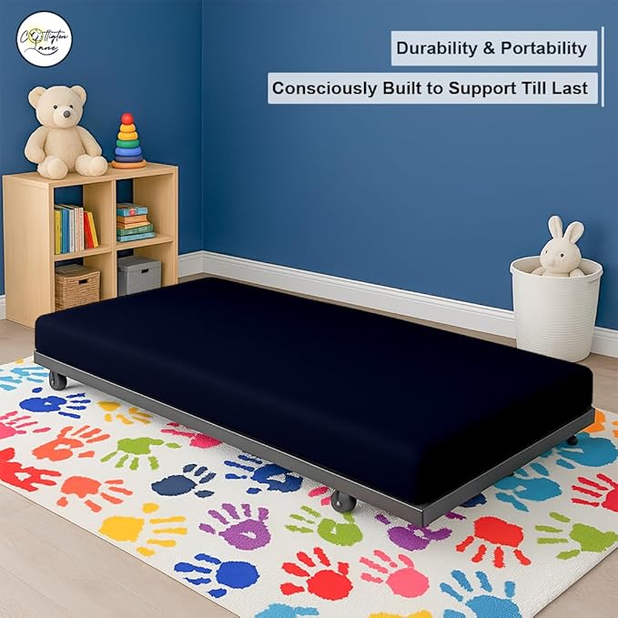 Cot Fitted Sheet 28 x 75, 100% Egyptian Cotton, 1 PC Cot Size Bottom Sheet Only, Perfect for Narrow Twin, Camp Bunk, Army Cots, Trifold Mattress, Camping Cot, Guest Bed Replacement(Navy Blue)