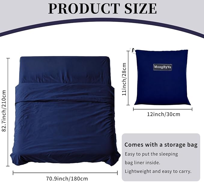 Sleeping Bag Liner Lightweight Compact Sleeping Bag Sack Portable Clean Travel Sheet Camping Sleep Sheet for Backpacking Hotel Hiking