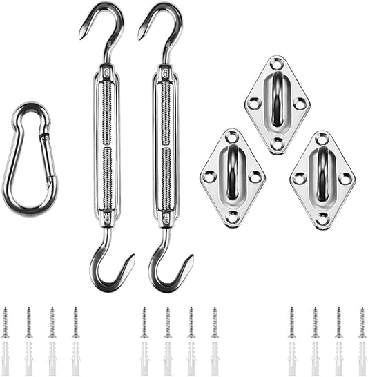 HOMPER M6 Shade Sail Hardware Kit, Stainless Steel Awning Attachment Rectangle 6 inch, Heavy Duty Fixing Accessories for Garden Patio Outdoor