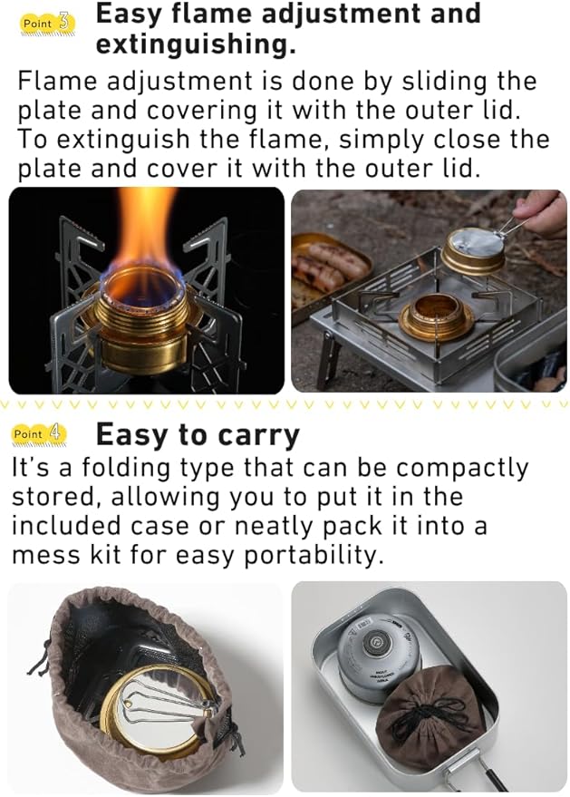 CAMPINGMOON Alcohol Stove Brass Stainless Steel Mini for Backpacking Hiking Rack Cross Stand AS-1
