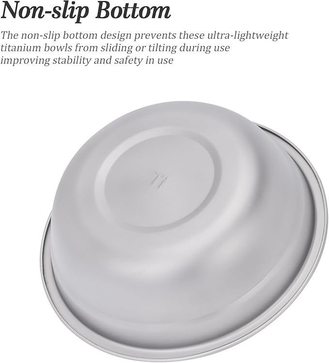 Boundless Voyage Titanium Camping Plate Bowl Set Rice Soup Salad Stackable Serving Bowls Ultralight Dinnerware Set Dishwasher Safe 1000ml ti1146T