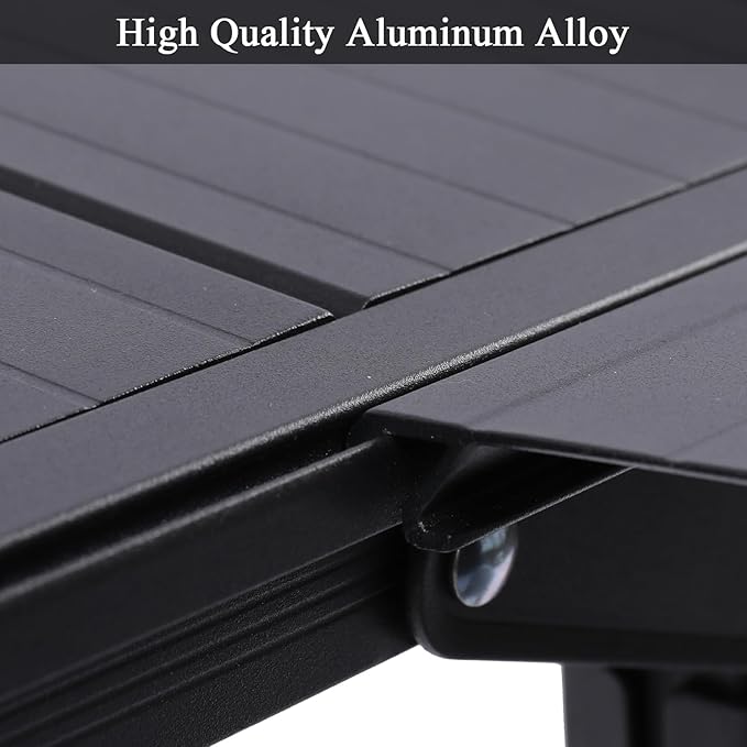 Aircity Folding Camping Table, Portable Folding Aluminum Table with Adjustable Height for BBQ, Camping, Picnic, Beach, Travel, and Outdoor Cooking