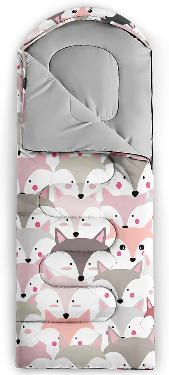 AILONEN Girls Pink Camping Sleeping Bags,Lightweight & Waterproof,3 Season Warm & Cool Weather,Cute Bow Duck Print Sleeping Bags for Kids,Girls,Adults Travelling,Outdoors