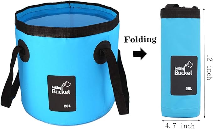 2 Pack Collapsible Buckets,Camping Water Storage Container 5 Gallon(20L) Portable Folding Bucket Wash Basin for Traveling Hiking Fishing Boating Gardening(Blue)