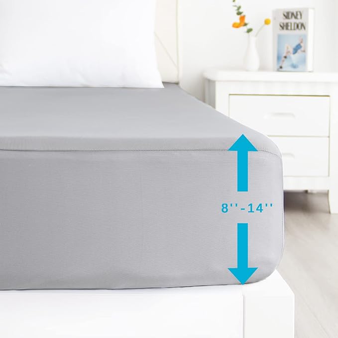 Biloban King Fitted Sheet, King Bedding Fitted Sheets Only with Deep Pocket up to 18", Bottom Sheet, Shrinkage & Stain Resistant Bed Sheets, Wrinkle Free & Easy Care, Grey