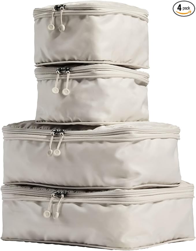 ANTLER - Compression Packing Cubes for Travel, Luggage Organiser for Suitcases or Bags, Travel Accessories, Set of 4, Taupe
