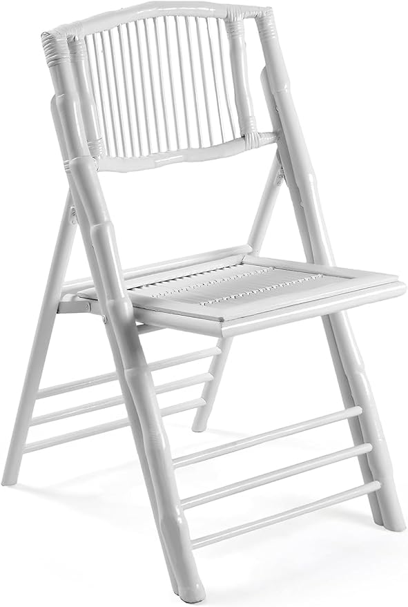 Bonnlo Bamboo Folding Chairs 1/2/4 Pack Foldable Dining Wood Chairs for Outdoor Indoor Garden Patio Lawn Porch Wedding Party Event,White