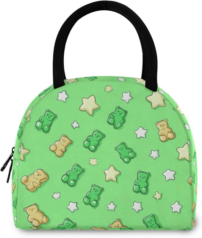 Kcldeci Kids Lunch Bag Insulated Lunch Box for Boys Girls Gummy Bear and Star Reusable Toddler Leak-proof Lunchbox for School and Daycare