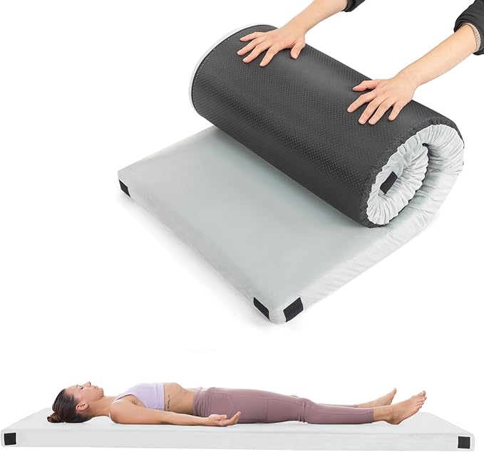 Memory Foam Camping Mattress Pad, Sleeping Mat, Portable Roll Up Mattress for Adults, Camping Bed Pads for Sleepover, Car Bed with Travel Bag,75" D x 25" W x 2.5" H