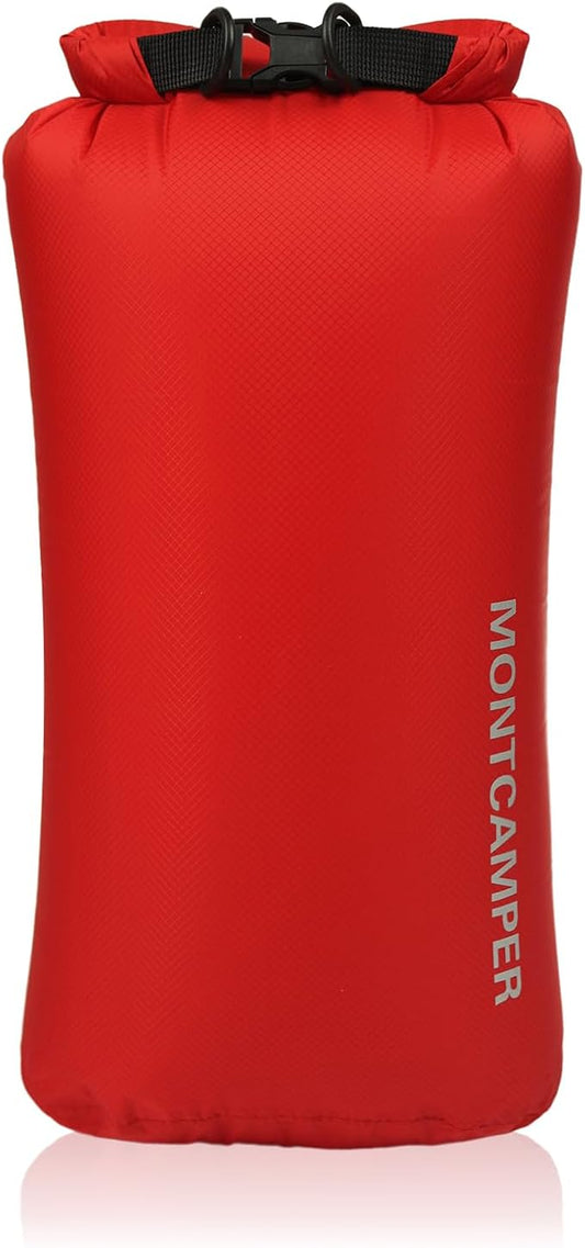 Waterproof Dry Bag 10L – 30D Nylon Roll Top Dry Sack with DWR & PU Coating, Lightweight Water-Resistant Storage for Kayaking, Camping, Hiking, Fishing & Beach (Red)