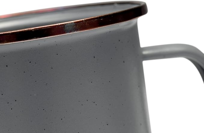 Barebones Enamel Cup Set- Enamel Coffee Mugs Set of 2 16-oz - Stainless Steel Rim Camping Mug for Indoor and Outdoor Use (Slate Gray)