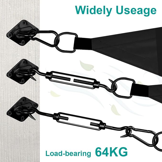 Sun Shade Sail Hardware Kit 6 Inch Heavy Duty 304 Stainless Set for Triangle Rectangle Sun Shade Sail Installation, Awning Attachment Set for Patio, Garden Outdoors Sun Protection Rainshield (46 Pcs)