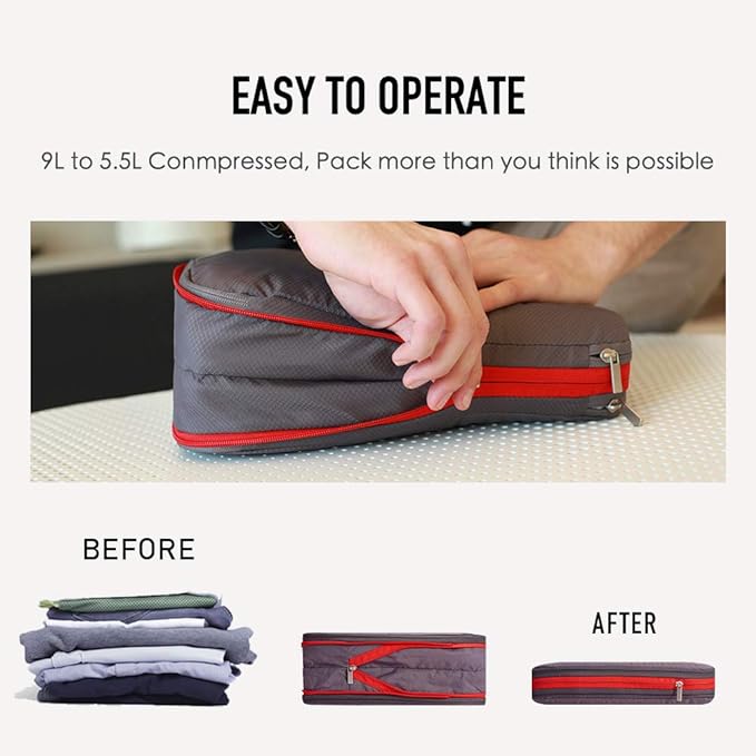 Bee Nesting Compression Packing Cube 2-Layer Travel Luggage Organizer with Wet Dry Separation Expandable Space Saver Bag for Suitcase and Backpack