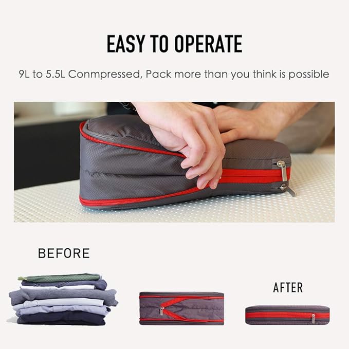 Bee Nesting Compression Packing Cube 2-Layer Travel Luggage Organizer with Wet Dry Separation Expandable Space Saver Bag for Suitcase and Backpack