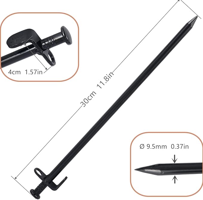 Tent Stakes,Heavy Duty Stakes,Metal Tent Stakes,12 inchs 30cm Steel Ground Stakes Heavy Duty Durable Outdoor Camping Tent Trampoline Canopy Pop Up 4pcs