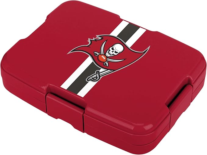FOCO NFL Unisex-Adult Officially Licensed Team Color Stripe Primary Logo Football Leak Proof 5 Compartment Bento Lunch Box - Tampa Bay Buccaneers