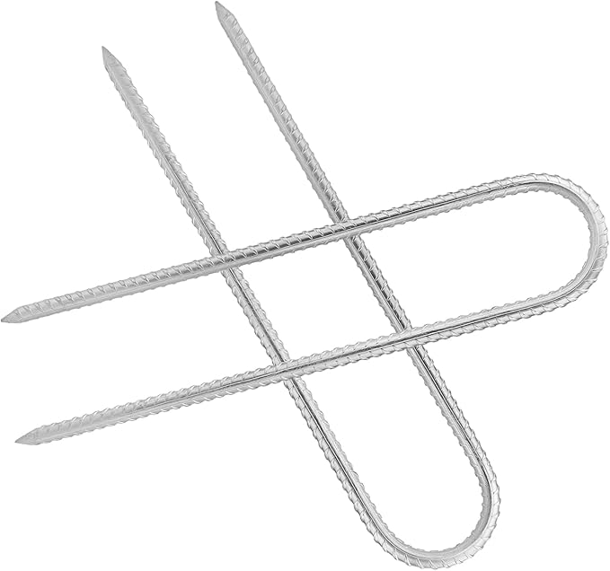20pcs 12 Inch U Rebar Stakes, U Shape Ground Anchor Pegs Stakes, Trampoline Galvanized Stake for Camping Tent