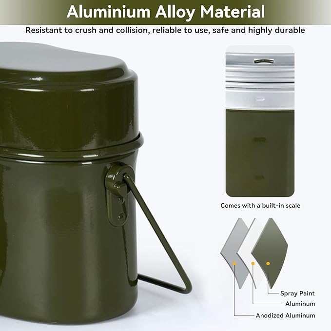 Portable Mess Kit Hiking Picnic BBQ Beach Camping Cookware Mess Tin Camping Pots Pans Set