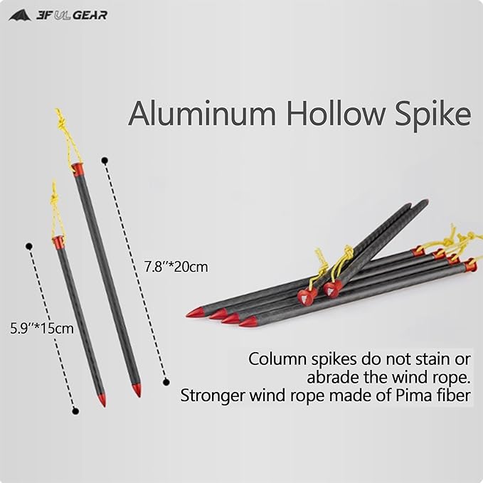 3F UL Gear 6/10PCS Lightweight Camping Tent Stakes, 5.9/7.8'' Hollow Aluminum Alloy Tent Pegs Ground Stakes, Essential Camping Accessories for Camping, Garden, Hiking (15cm-10pcs)