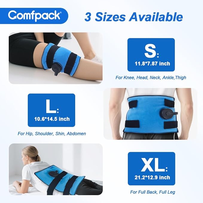 Large Refillable Ice Bag for Injuries, FSA Eligible, 14.5" x 10.6" Travel Ice Water Bag with Straps for Cold Therapy, Ice Pack Pain Relief for Swelling, Inflammation, Arthritis, Muscle