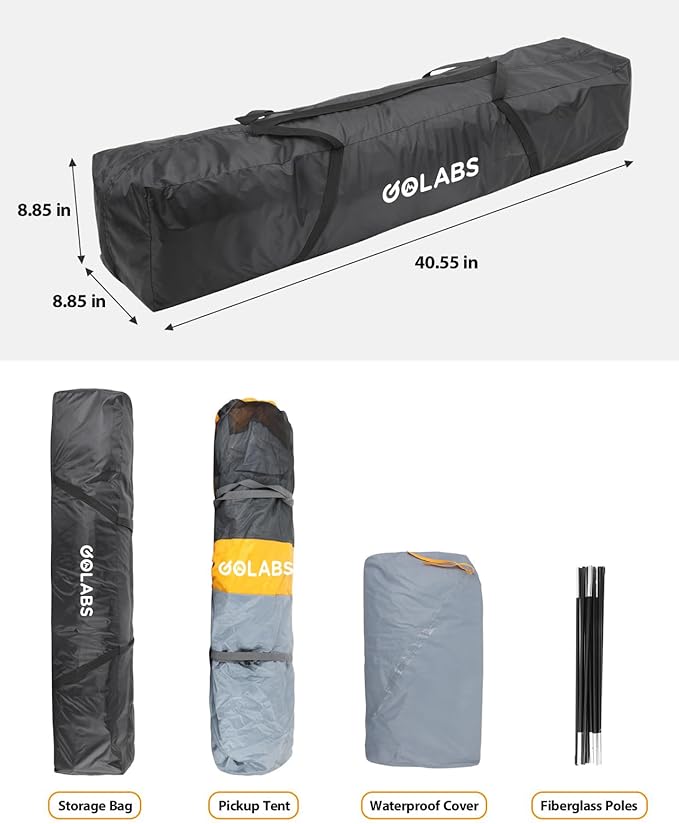 Golabs Truck Bed Tent for 5-6 Ft Bed, 8-Minute Easy Setup by Pre-Assembled Design, Waterproof PU2000mm, 2-Person Portable with Extra Rainfly Cover for Camping & Outdoor, Includes Storage Bag