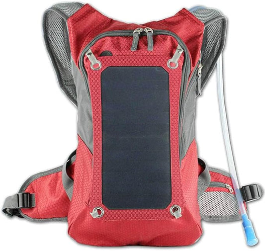 Solar Backpack, Solar Powered 1.8 Liter Hydration Backpack / 7 Watt Solar Panel,