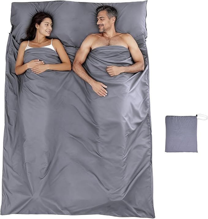 Lightweight Sleeping Bag Liner Single & Double Camping Travel Sleep Sack for Backpacking Hotels & Hostels